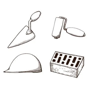 A set of construction tools. Illustrazione stock