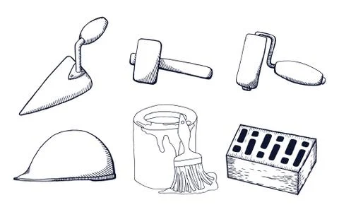 A set of construction tools. Stock Illustration