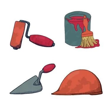 A set of construction tools. Stock Illustration