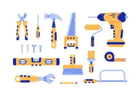 Set of construction tools 스톡 일러스트