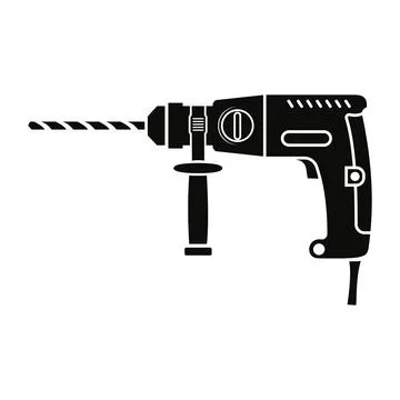 A set of construction tools puncher, black icon stencil Stock Illustration
