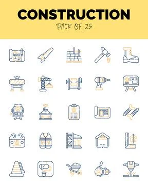 Set of Construction Two Color icons for logo &amp; web. Vector illustration Stock Illustration