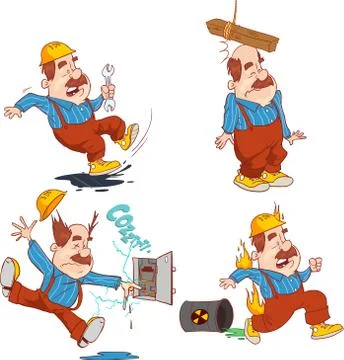 Set of Construction worker, Accident working, safety first, health and safety Stock Illustration