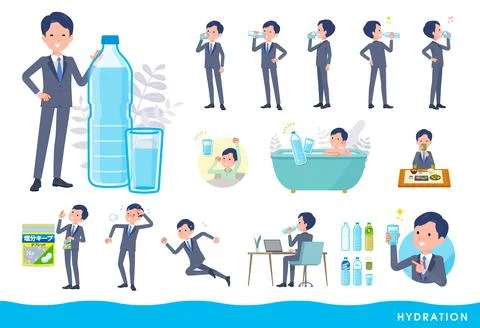 A set of consultant job man drinking water Stock Illustration