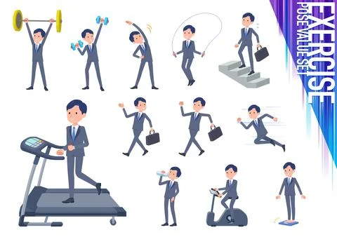 A set of consultant job man on exercise and sports Stock Illustration