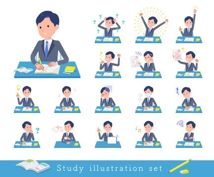 A set of consultant job man on study Stock Illustration
