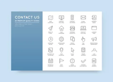 Set of Contact us Service Elements and Assistance Support can be used as Logo Stock Illustration