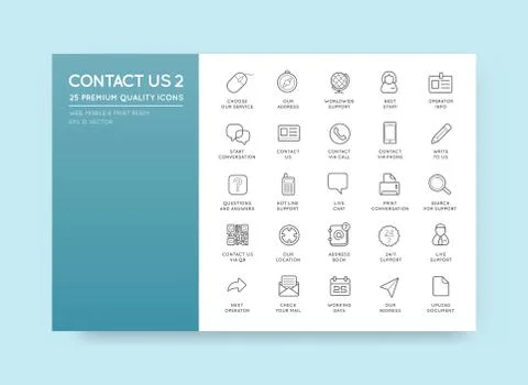 Set of Contact us Service Elements and Assistance Support can be used as Logo Stock Illustration