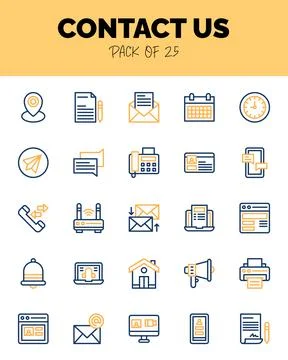 Set of  contact us Two Color icons for logo &amp; web. Vector illustration Stock Illustration