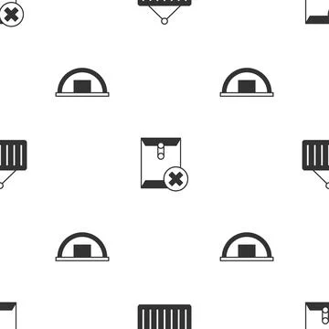 Set Container on crane, Delete envelope and Warehouse on seamless pattern 스톡 일러스트