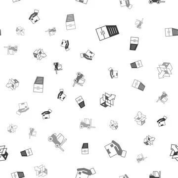 Set Container, Delivery hand with box, Unboxing and Forklift truck on seamles 스톡 일러스트