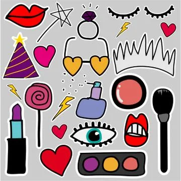 Set of contemporary patches elements. Stock Illustration