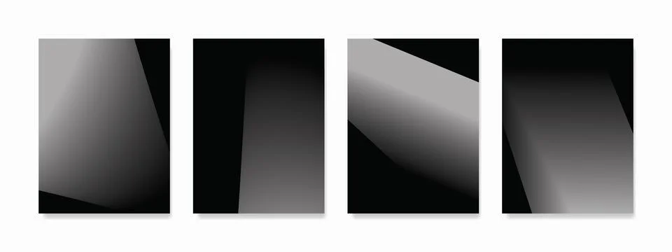 This is a set of contemporary silver gradient wall art with modern shapes a.. Stock Illustration