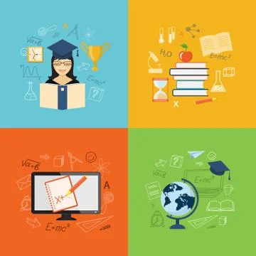 Set of content of education Stock Illustration