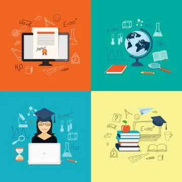 Set of content of education Illustrazione stock