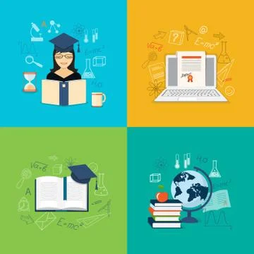 Set of content of education Stock Illustration