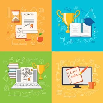 Set of content of education Stock Illustration