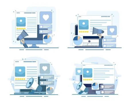 Set of content marketing concept vector illustration backgrounds Stock Illustration