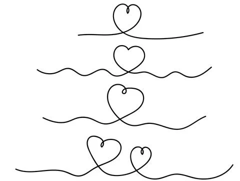 Set of continuous one line drawing of hearts Stock Illustration