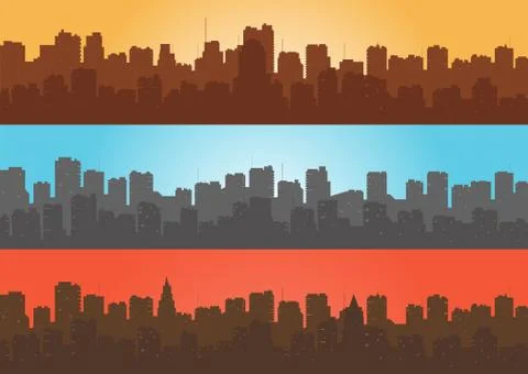 Set, contour of city with a different background. Stock Illustration