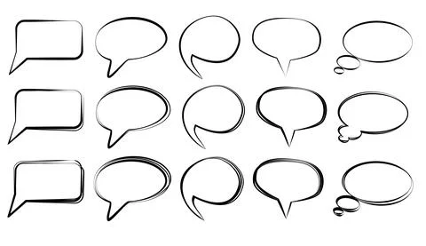 Set of contour icons empty speech bubbles isolated on white background. Stock Illustration