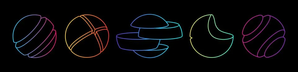 A set of contour logos in the form of spheres divided into parts Stock Illustration