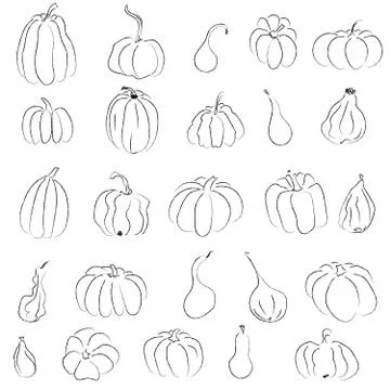 Set of contour pumpkins for a festive design Stock Illustration