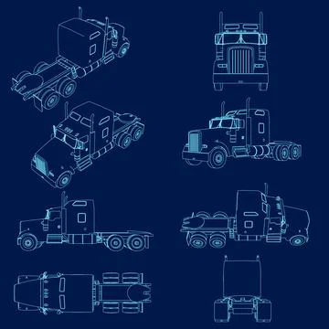 Set of contour trucks vector illustration Stock-Illustration