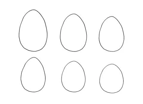 Set of contours and shapes of eggs for coloring at Easter. Vector template fo Illustrazione stock