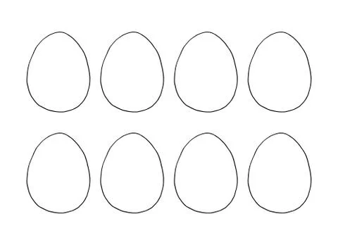 Set of contours and shapes of eggs for coloring at Easter. Vector template fo Illustrazione stock