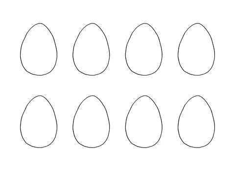 Set of contours and shapes of eggs for coloring at Easter. Vector template fo Illustrazione stock