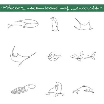 Set contours of waterfowl Illustrazione stock