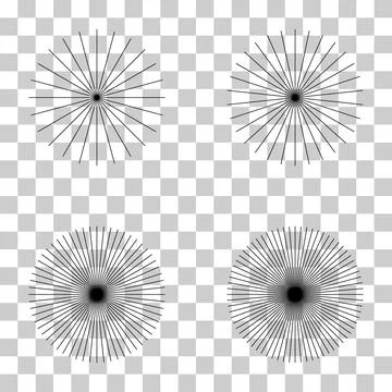 Set of converging radiating lines burst icon, geometric sunburst element, sun Stock Illustration