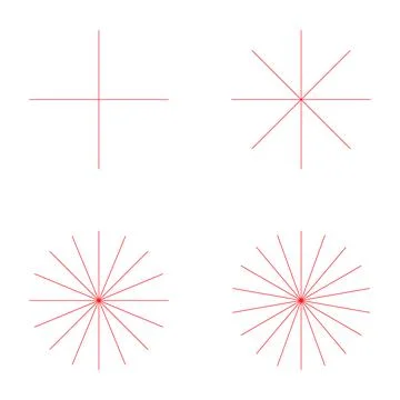 Set of converging radiating lines burst icon, geometric sunburst element, sun Stock Illustration