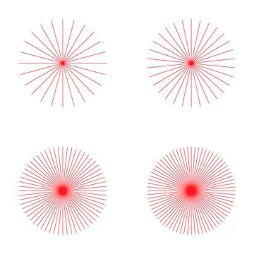 Set of converging radiating lines burst icon, geometric sunburst element, sun Stock Illustration