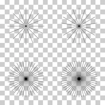 Set of converging radiating lines burst icon, geometric sunburst element, sun Stock Illustration