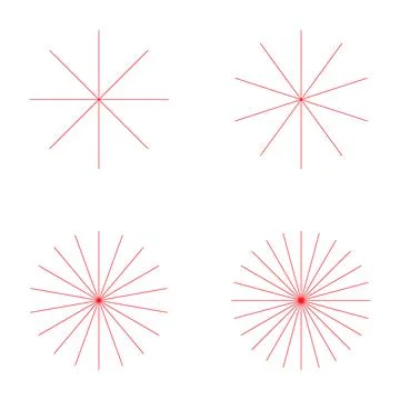 Set of converging radiating lines burst icon, geometric sunburst element, sun Stock Illustration