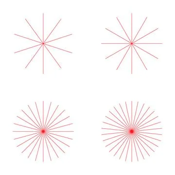 Set of converging radiating lines burst icon, geometric sunburst element, sun Stock Illustration