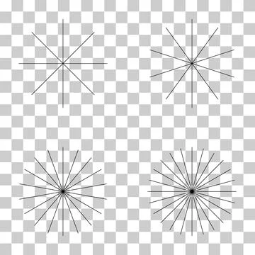 Set of converging radiating lines burst icon, geometric sunburst element, sun Stock Illustration