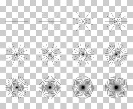 Set of converging radiating lines burst icon, geometric sunburst element, sun Stock Illustration