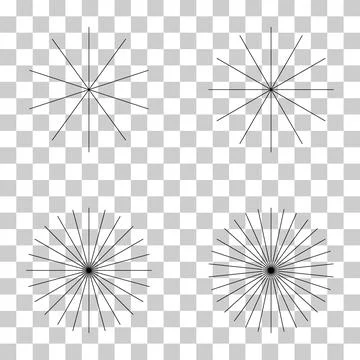 Set of converging radiating lines burst icon, geometric sunburst element, sun Stock Illustration