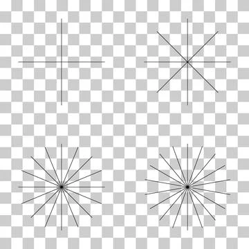 Set of converging radiating lines burst icon, geometric sunburst element, sun Stock Illustration