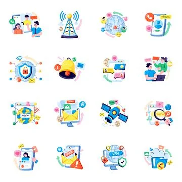 Set of Conversation Flat Illustrations Stock Illustration