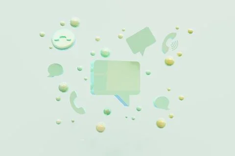 Set of conversation icons against purple background. 3d render Stock Photos
