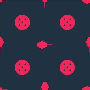 Set Cookie or biscuit and Cotton candy on seamless pattern. Vector Stock Illustration