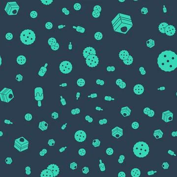 Set Cookie or biscuit, Brownie chocolate cake, Ice cream and on seamless pattern Stock Illustration