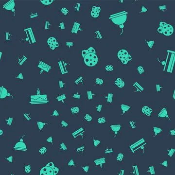 Set Cookie or biscuit, Cherry cheesecake, Cake with burning candles and on Illustrazione stock