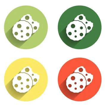 Set Cookie or biscuit with chocolate icon isolated with long shadow backgro.. Stock Illustration