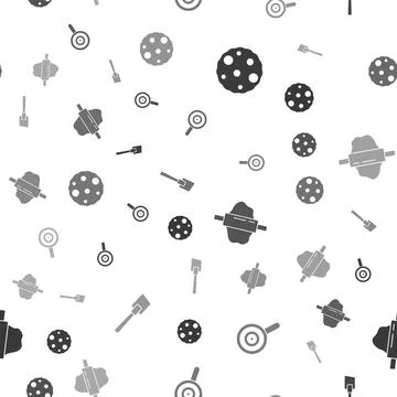 Set Cookie or biscuit, Lollipop, Rolling pin on dough and Spatula on seamless イラスト素材