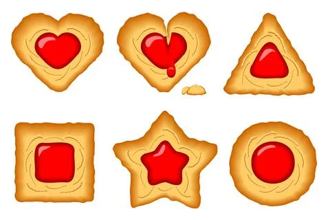 Set of cookies  - heart, triangle, square, circle, star Stock Illustration